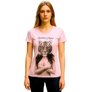 Rockstars & Angels Tiger Tee Shirt Women Color Rose L
